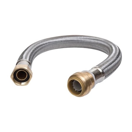 Sharkbite Braided Flexible Water Heater Connector, 3/4 in, FIP, Stainless Steel, 12 in L U3088FLEX12LF